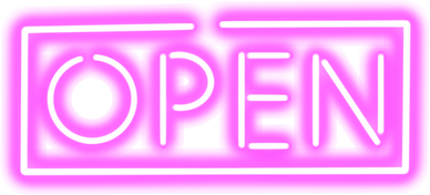 Pink neon open sign